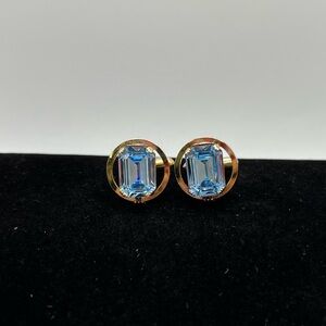 Vintage Destino Blue Rhinestone Cufflinks & Tie Pin Set